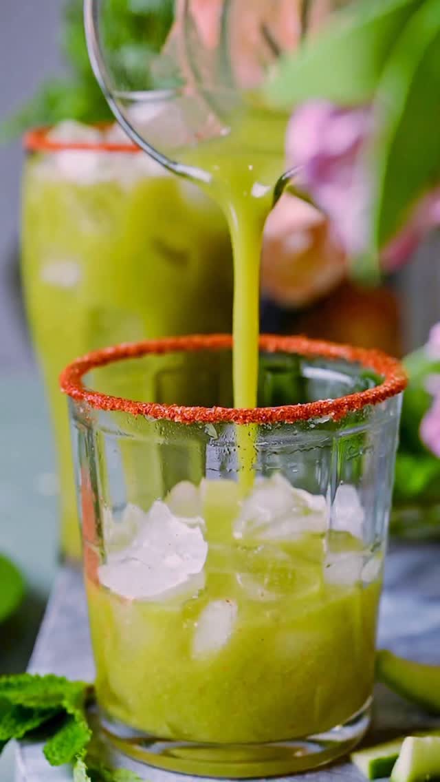 Pudina Aam Panna also known as a Kairiche Panhe, is an Indian drink renowned for its heat-resistant properties. It is traditional Indian household summer drink, especially in Maharashtra,  which contain the goodness and exciting flavor of mint and mango, made with fresh mint leaves and fresh raw mangoes. A delicious summer cooler made from raw mangoes, flavored with mint leaves roasted cumin seeds and black salt.
.
Comment “ PANNA “ I’ll share detailed recipe with you in your inbox!
.

.
.
.
.
.
.