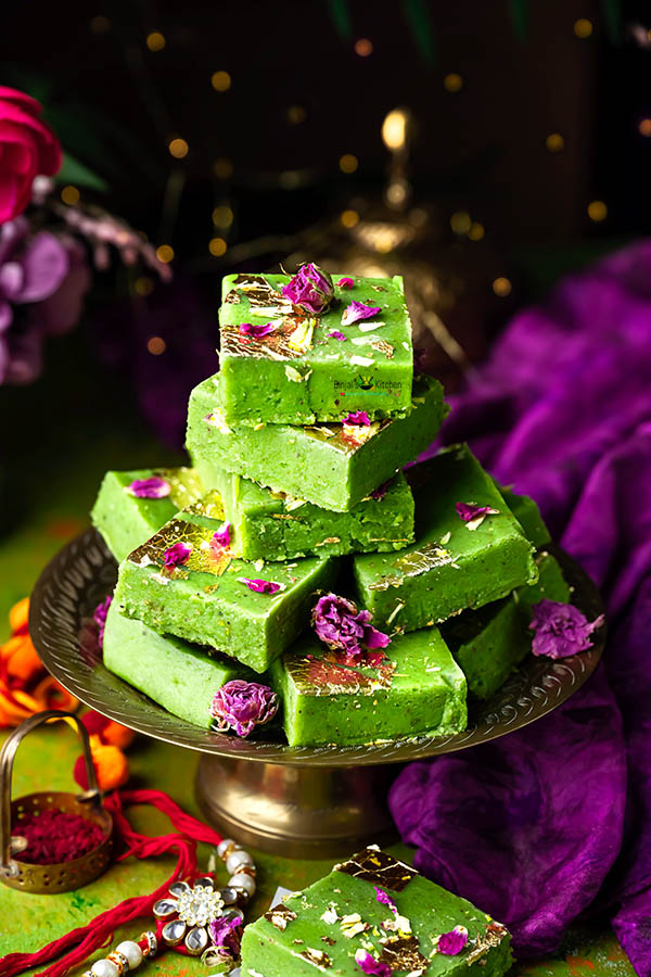 Pista Burfi or Pistachio Barfi - Binjal's VEG Kitchen