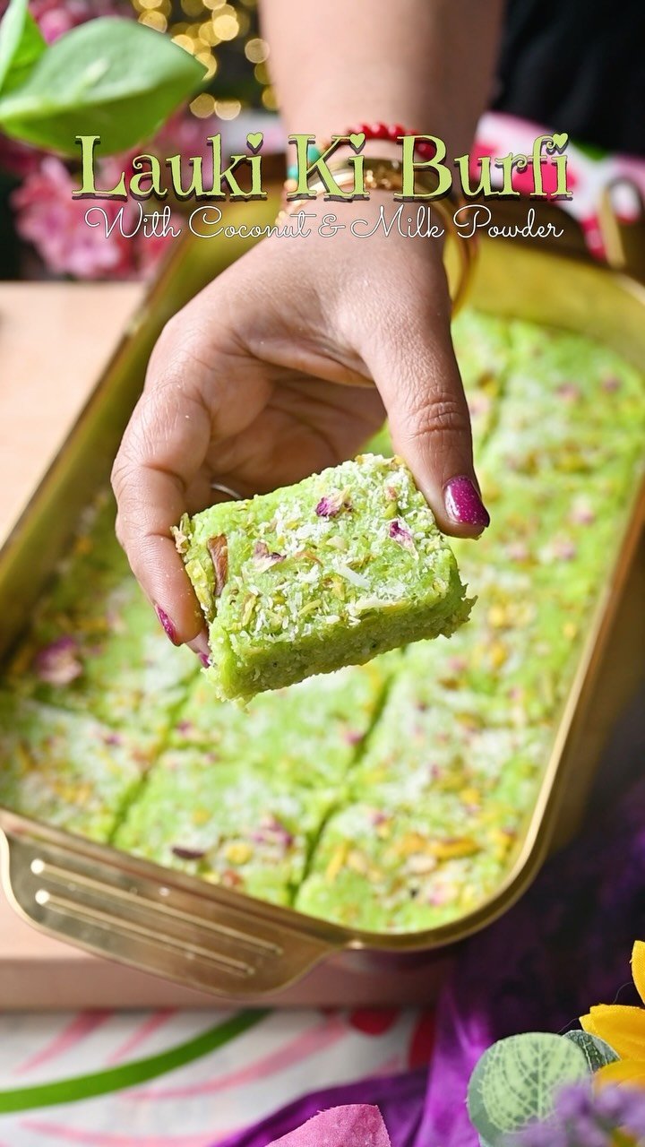 Lauki Ki Barfi | Easy Dudhi Burfi with Coconut
.
Who knew bottle gourd could turn into mithai this good! Grated lauki slow cooked with ghee, milk, sugar, milk powder and desiccated coconut into a rich, soft burfi with a delicate cardamom aroma. Sets into perfect bite sized pieces, no complicated techniques needed. 
.
.
💬 Comment “BARFI” below and I will share the detailed recipe straight to your inbox!
.
.
.
👉 Follow @binjalsvegkitchen for easy homemade Indian sweets!
