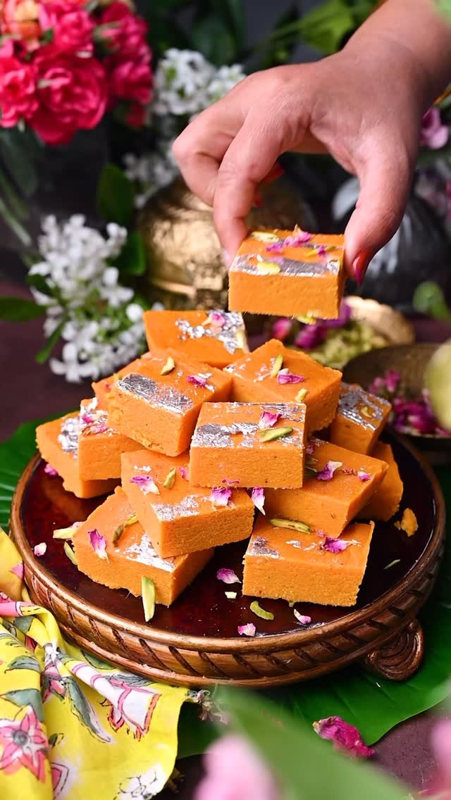 Mango Burfi 🥭
A delicious Indian sweet made with mango pulp, khoya (mawa), and milk powder. It has a rich, creamy texture that melts in your mouth. The sweet, tropical mango flavor blends perfectly with the milky base, making it a treat you can’t resist.
.
Comment “ Mango “ I’ll send detailed recipe to your inbox 
.
.
.
.
.
.
.