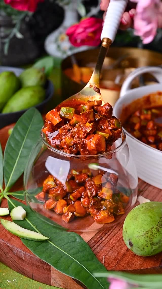 Instant Mango Pickle or Aam Ka Achar 
Craving that tangy, spicy kick but don’t have time to wait for traditional pickles? This mango pickle is just what you need!  No canning, no fermentation, just pure instant gratification. This pickle comes together so quickly, you can make it right before serving. It’s perfect for snacking straight from the jar with some paratha. 
.
Comment “ PICKLE “  I’ll send detailed recipe straight to your inbox!
.
.
.
.
.
. #mangopickle #pickle #achar #aamkaachar #indianfood