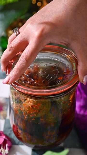 Dabla Keri Athanu is not just a pickle, it is pure Gujarati nostalgia in every bite. Baby mangoes stuffed with bold masala, slow matured to perfection, and bursting with that perfect spicy, tangy flavor we all crave.

This is the kind of athanu that makes a simple meal unforgettable… just one mango on the side of Thepla, roti or Dal-Bhaat and you are set!
.
Stays fresh for up to a year when stored properly, making it the perfect batch to enjoy long after mango season!
.
Comment “ PICKLE “ I’ll share recipe directly with you in your inbox!
.
.
.
.
.
.