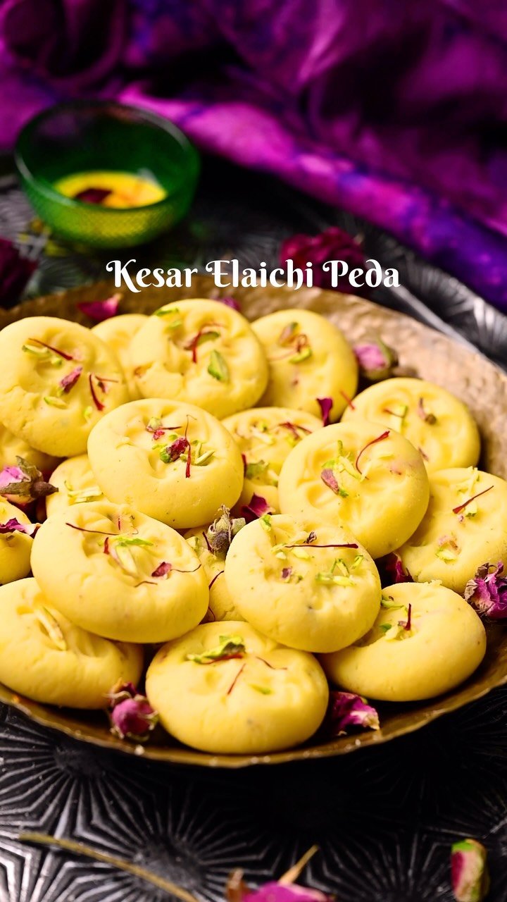 🌼 Kesar Elaichi Peda for Raksha Bandhan 💛

Also known as Kesar Penda in Gujarati, these soft, melt in your mouth pedas are infused with saffron and cardamom, then finished with crunchy pistachios. ✨

A beautiful homemade sweet for Rakhi, gifting, prasad, or your festive dessert platter! 💛

Simple ingredients, traditional flavors, and made with so much love. 🥰

💬 Want the recipe?
Comment “PEDA” below and I’ll send it to you! 👇

❤️ Follow @binjalsvegkitchen for more delicious vegetarian Indian recipes!

Save this for your Raksha Bandhan sweet list & share it with someone who loves homemade Indian mithai! ❤️