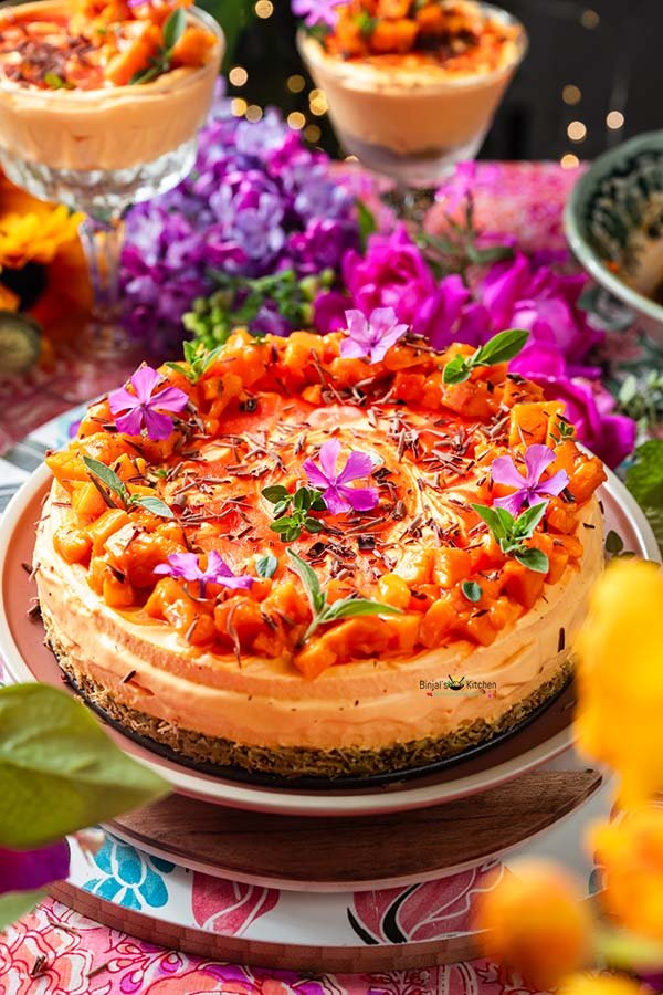 Dubai Style Mango Kunafa Cheesecake 