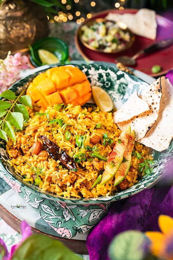 Maharashtrian Style Kairi Chana Dal Bhaat 