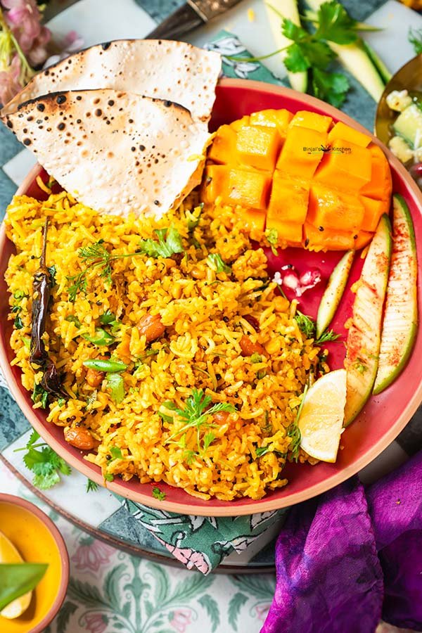 Maharashtrian Style Kairi Chana Dal Bhaat