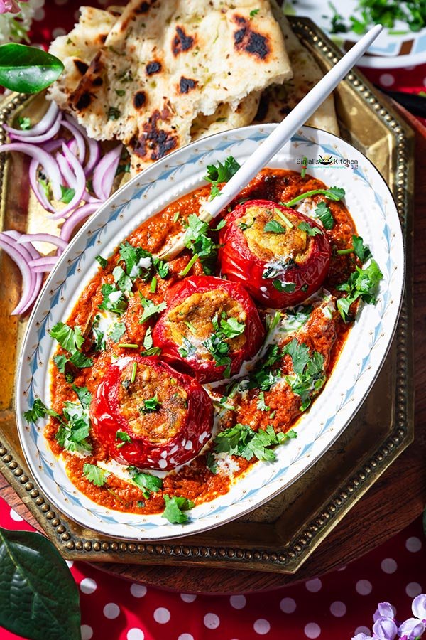 Stuffed Tomatoes in Creamy Tomato Masala