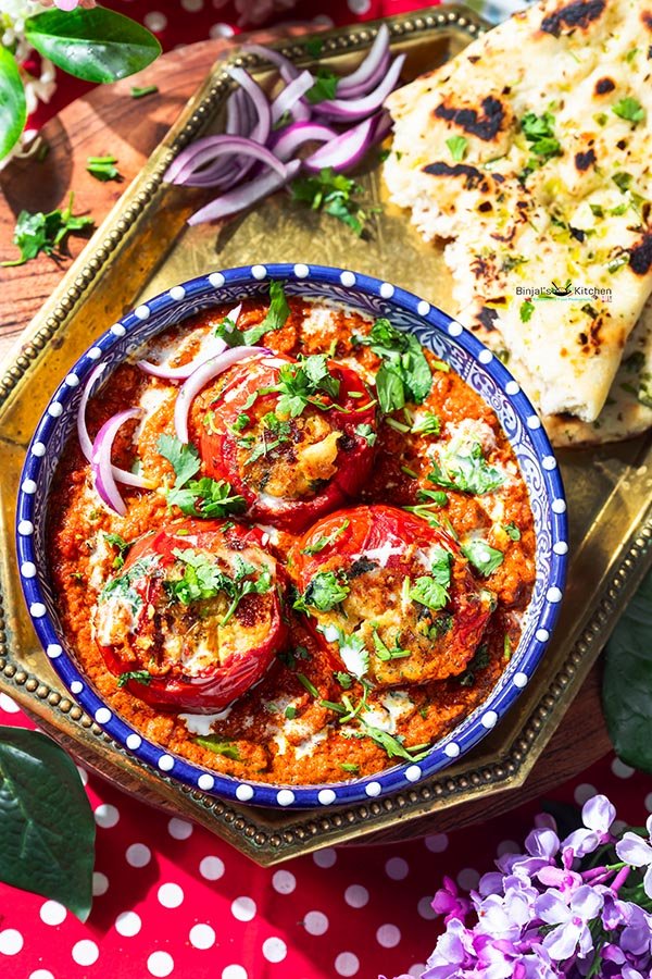 Stuffed Tomatoes in Creamy Tomato Masala