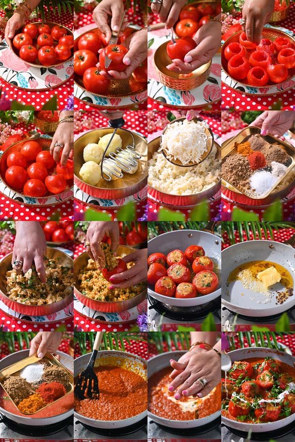 Stuffed Tomatoes in Creamy Tomato Masala